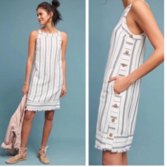 Anthropologie Dresses & Skirts - Anthropologie Akemi + Kin Claudia Navy White Linen Striped Sleeveless Dress